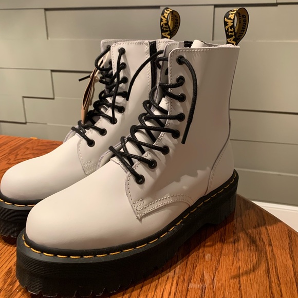 Dr. Martens Shoes - Dr. Marten Jadon Polished Boots in White- 10